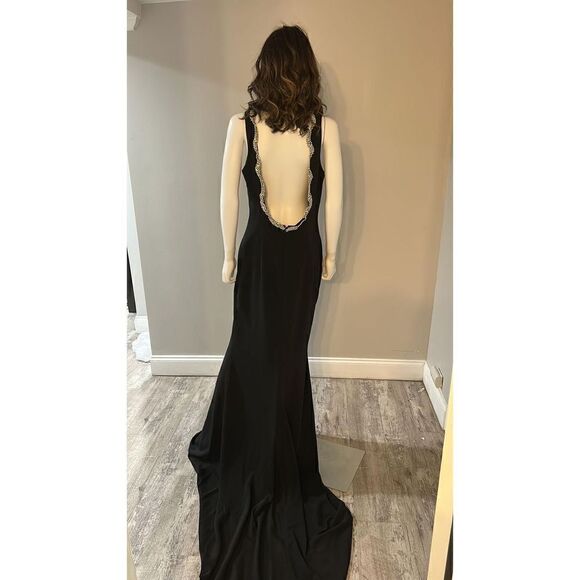 REEM ACRA Black Crystal Embellished Gown Size 12 - Picture 7 of 11